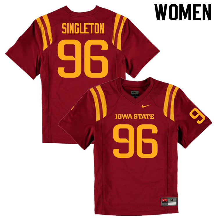 Iowa State Cyclones Women's #96 J.R. Singleton Nike NCAA Authentic Cardinal College Stitched Football Jersey GJ42M16DW